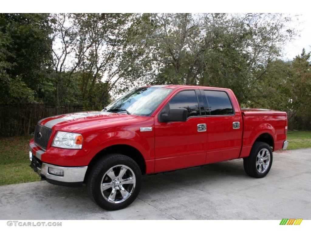 2004 F150 XLT SuperCrew 4x4 - Bright Red / Medium/Dark Flint photo #2