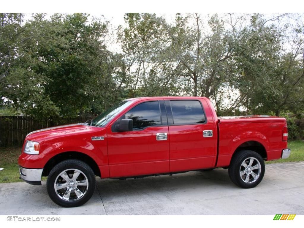 2004 F150 XLT SuperCrew 4x4 - Bright Red / Medium/Dark Flint photo #3