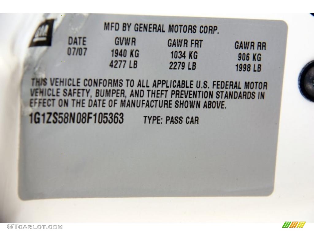 2008 Chevrolet Malibu Classic LS Sedan Info Tag Photo #46637093
