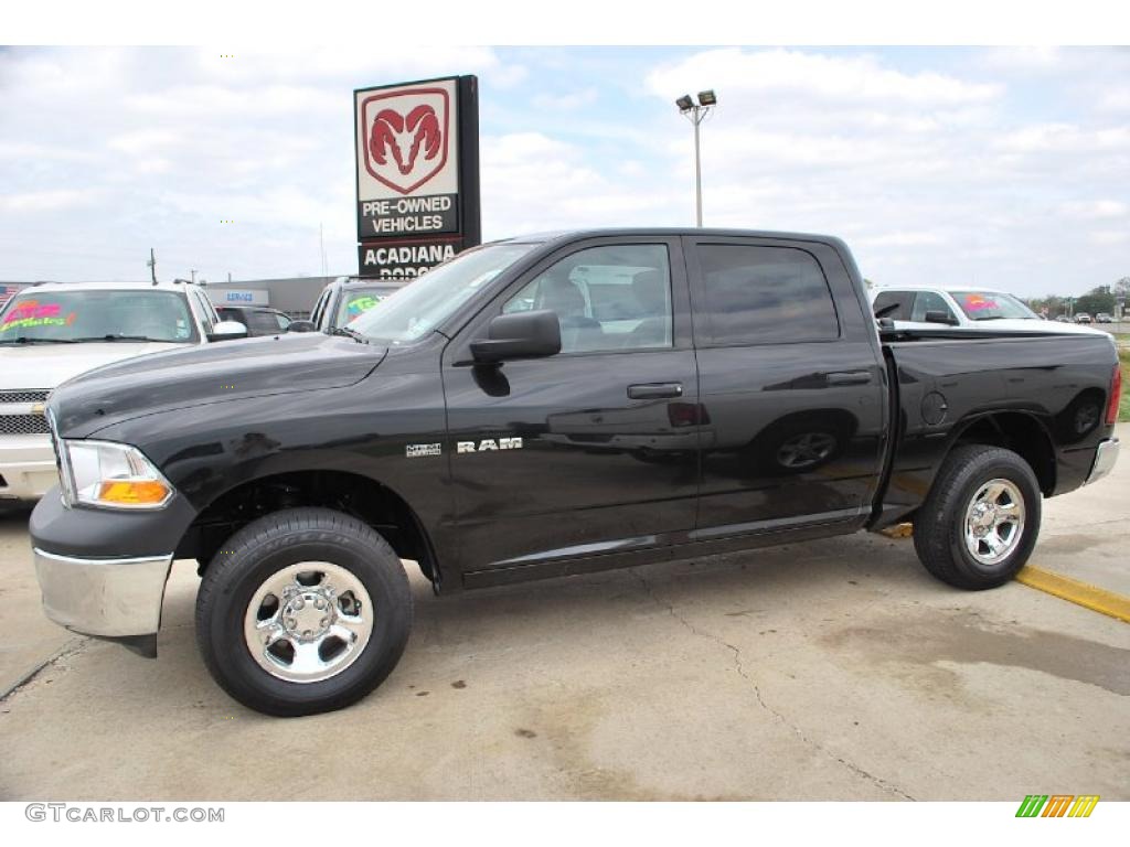 2010 Ram 1500 SLT Crew Cab 4x4 - Brilliant Black Crystal Pearl / Dark Slate Gray photo #2