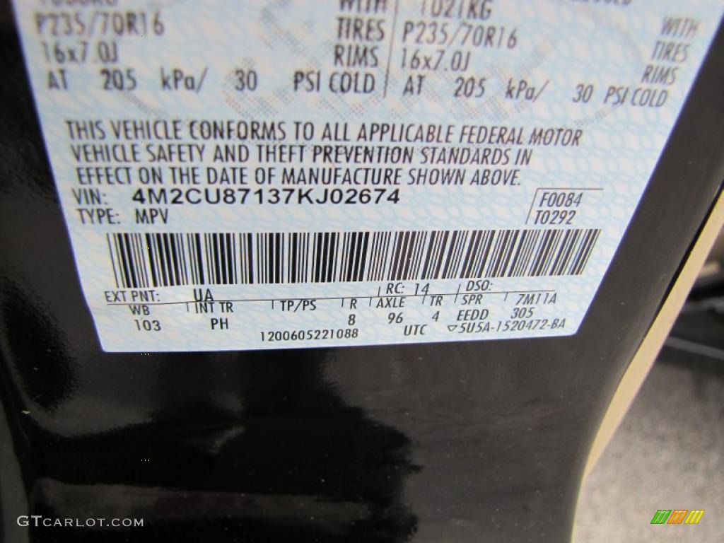 2007 Mariner Color Code UA for Black Photo #46643504