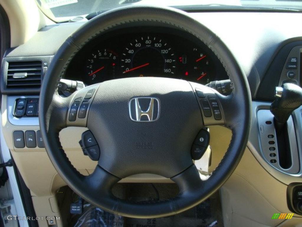 2010 Honda Odyssey Touring Beige Steering Wheel Photo #46646372