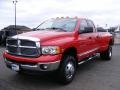 2005 Flame Red Dodge Ram 3500 Laramie Quad Cab 4x4 Dually  photo #1