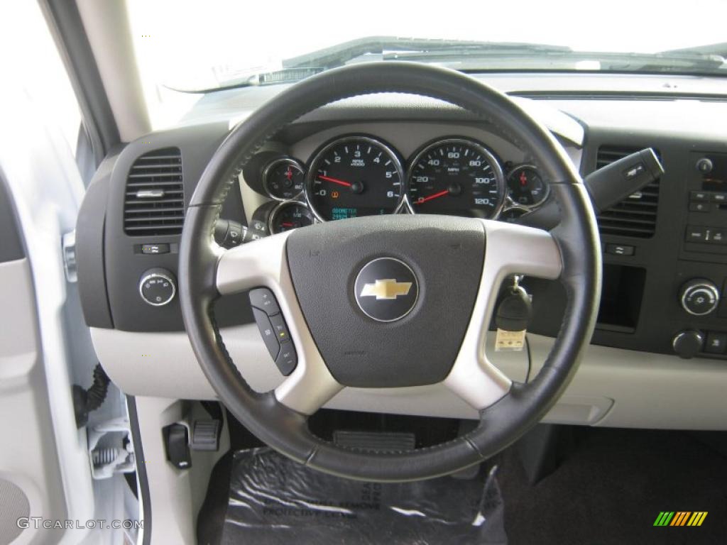 2009 Chevrolet Silverado 1500 LT Crew Cab Light Titanium Steering Wheel Photo #46652615