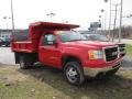 Fire Red 2008 GMC Sierra 3500HD Regular Cab 4x4 Chassis Dump Truck Exterior