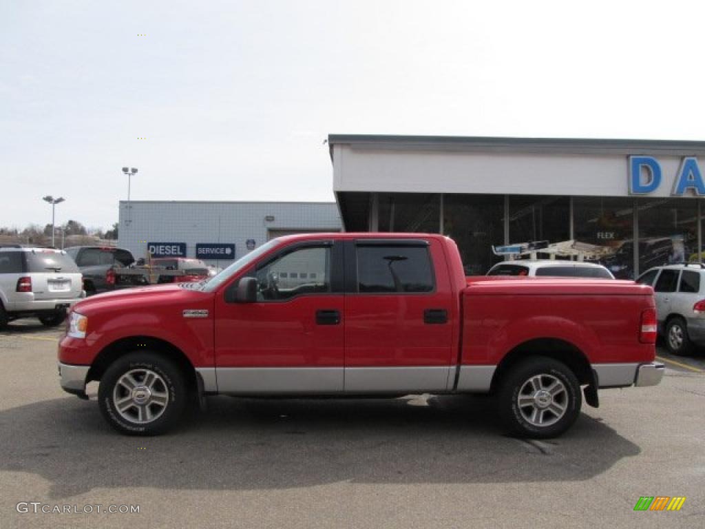 2005 F150 XLT SuperCrew - Bright Red / Medium Flint Grey photo #3