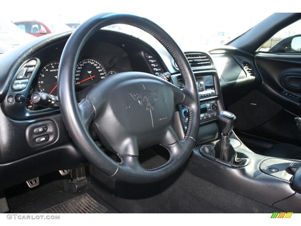 2002 Chevrolet Corvette Coupe Black Steering Wheel Photo #46662038