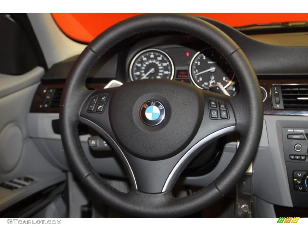 2011 BMW 3 Series 335i Sedan Gray Dakota Leather Steering Wheel Photo #46665863