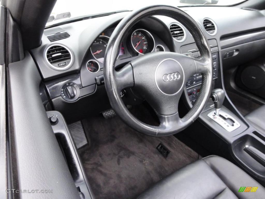 2004 Audi A4 1.8T Cabriolet Black Steering Wheel Photo #46667705