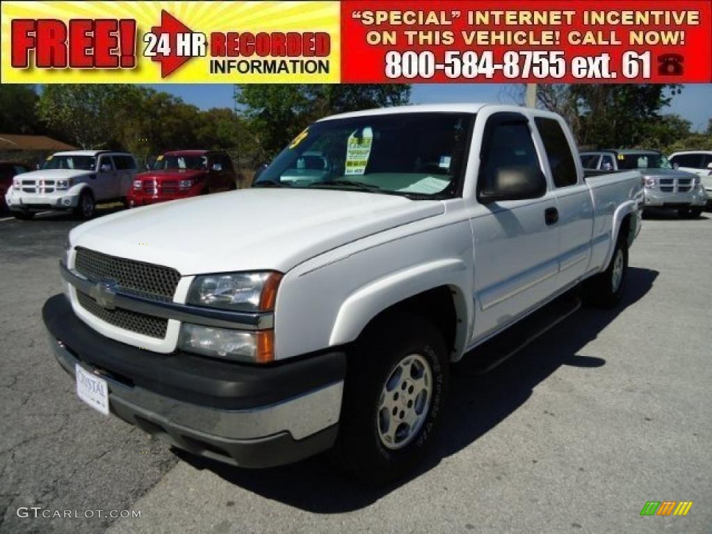 2003 Silverado 1500 LS Extended Cab 4x4 - Summit White / Medium Gray photo #1