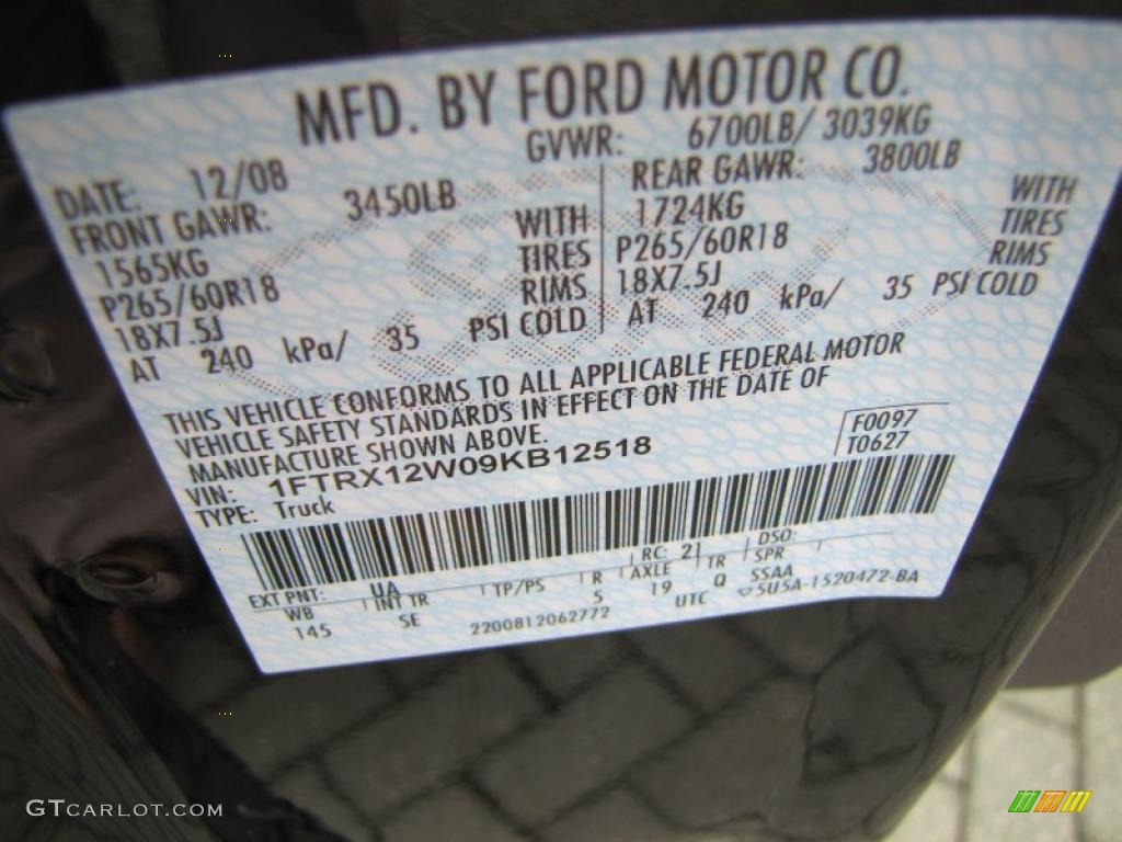 2009 F150 Color Code UA for Black Photo #46671380