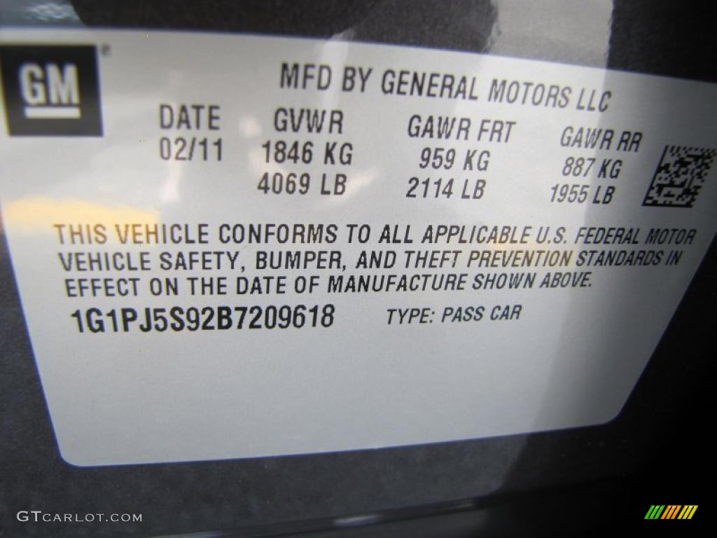 2011 Chevrolet Cruze ECO Info Tag Photo #46679243