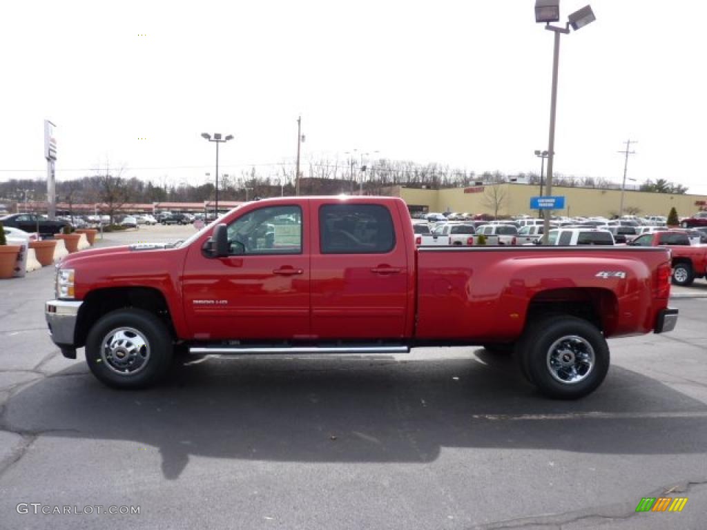 Victory Red 2011 Chevrolet Silverado 3500HD LTZ Crew Cab 4x4 Dually Exterior Photo #46680557