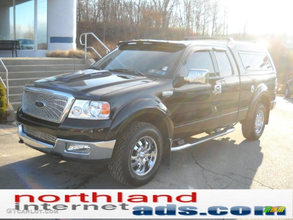 2004 F150 Lariat SuperCab 4x4 - Black / Black photo #2