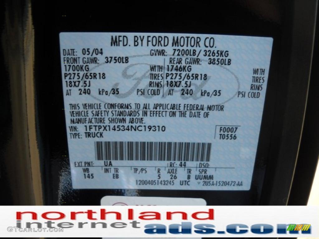 2004 F150 Lariat SuperCab 4x4 - Black / Black photo #12