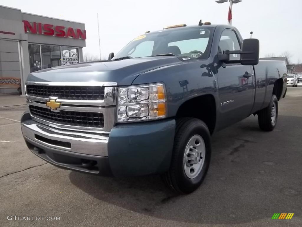 2009 Silverado 2500HD Work Truck Regular Cab 4x4 - Blue Granite Metallic / Dark Titanium photo #1