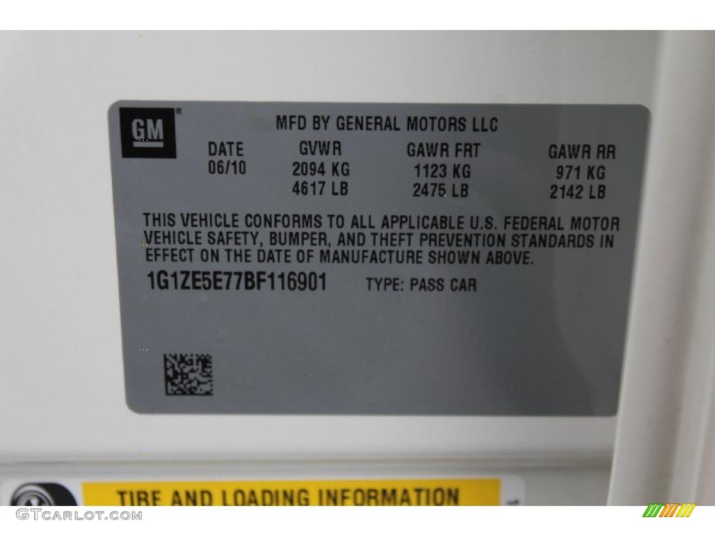 2011 Chevrolet Malibu LTZ Info Tag Photo #46689053