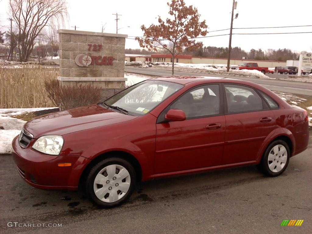 2007 Forenza Sedan - Fusion Red Metallic / Grey photo #1