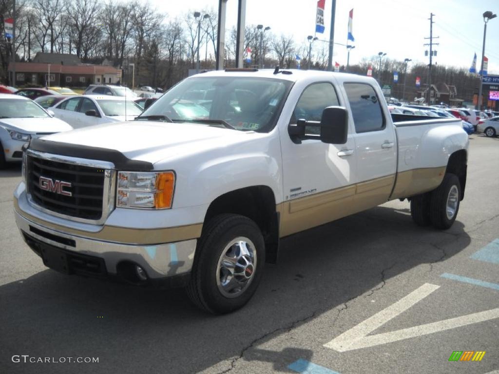 Summit White 2008 GMC Sierra 3500HD SLT Crew Cab 4x4 Dually Exterior Photo #46693589