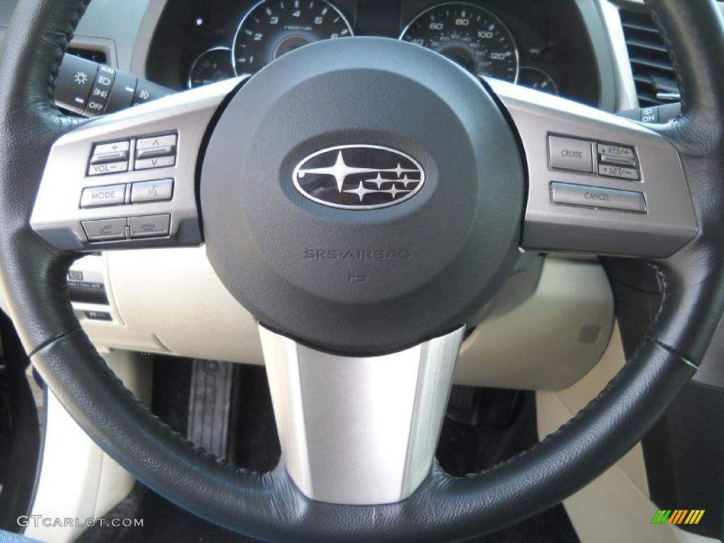 2010 Subaru Outback 2.5i Premium Wagon Warm Ivory Steering Wheel Photo #46694024