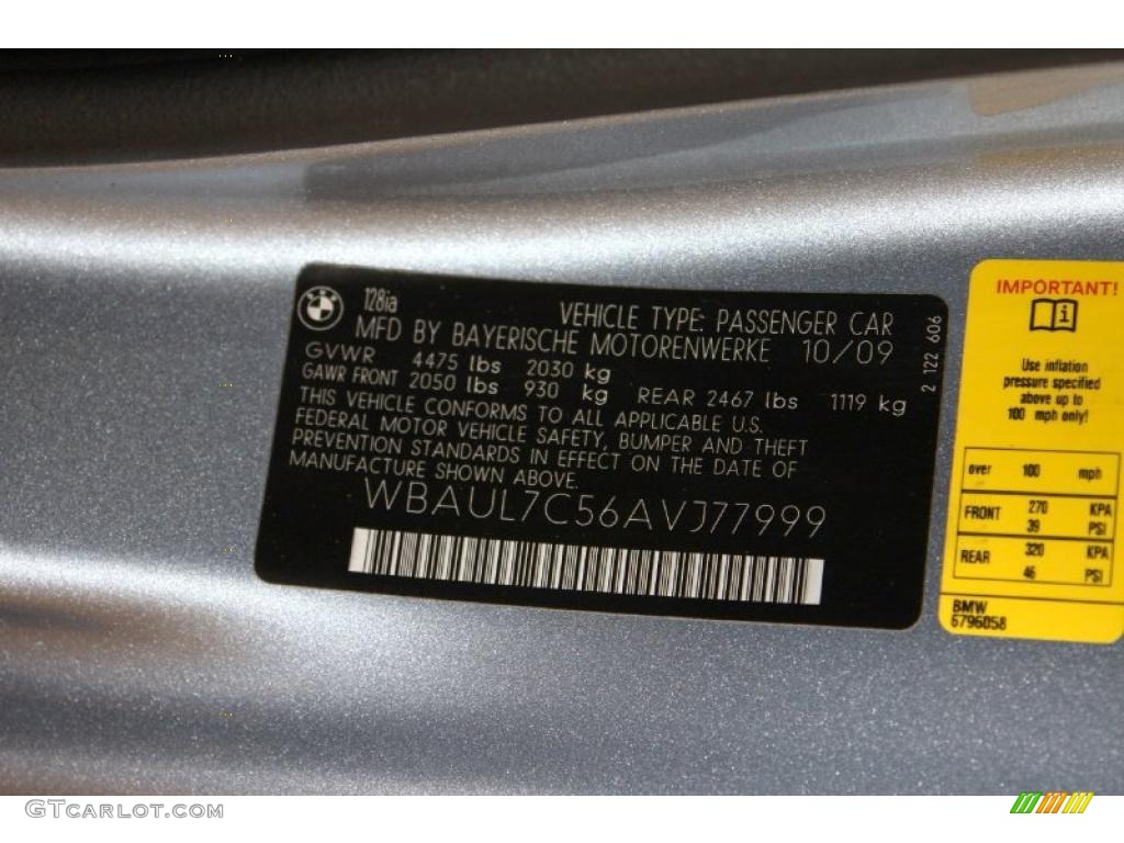 2010 BMW 1 Series 128i Convertible Info Tag Photo #46695290
