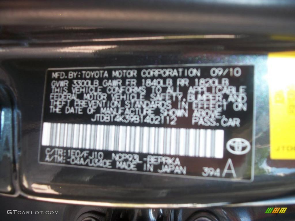 2011 Toyota Yaris Sedan Color Code Photos