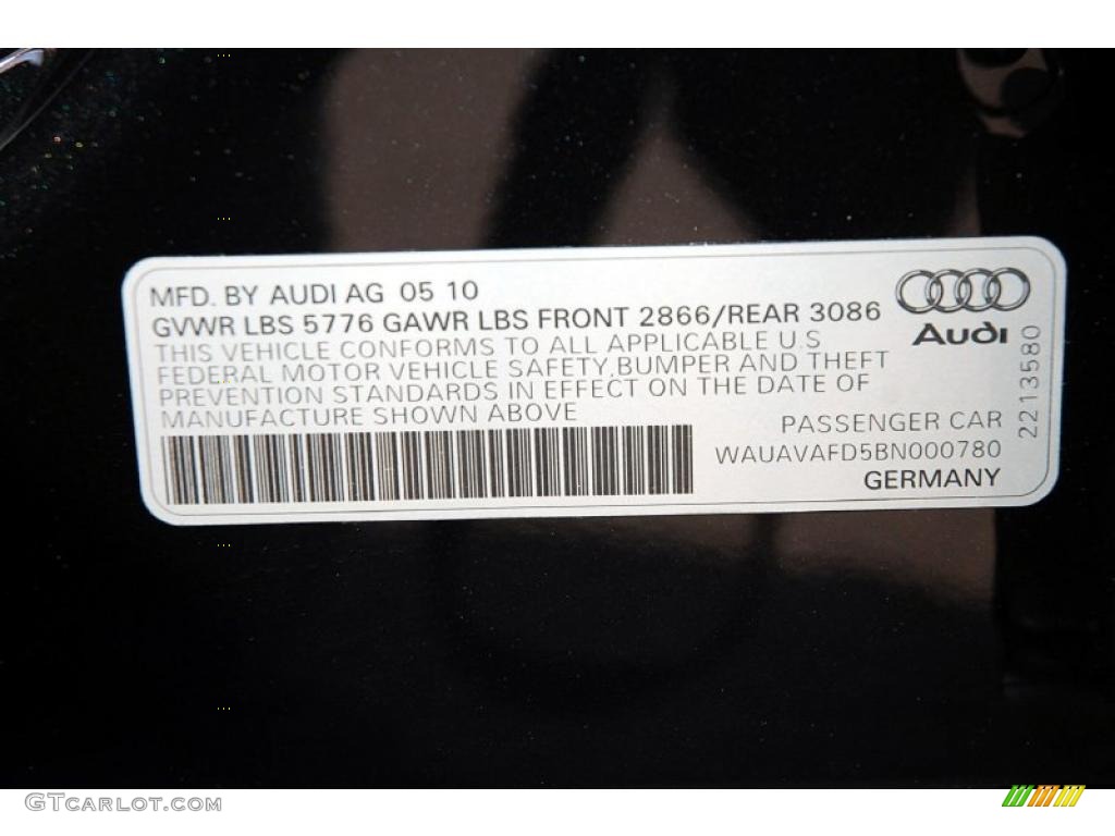 2011 Audi A8 4.2 FSI quattro Info Tag Photo #46699266