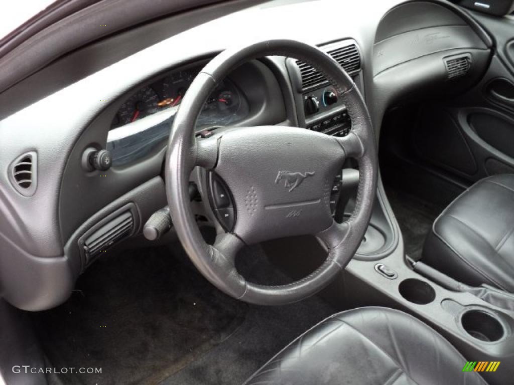 2002 Ford Mustang V6 Convertible Dark Charcoal Steering Wheel Photo #46700127