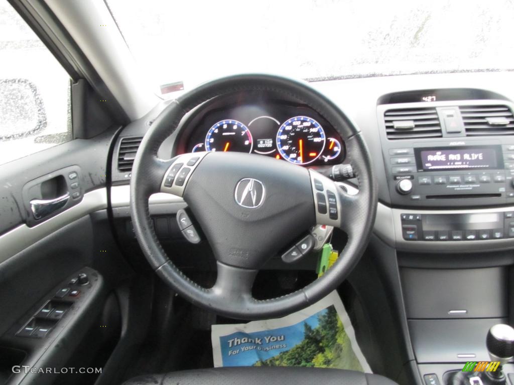 2008 Acura TSX Sedan Ebony Steering Wheel Photo #46702731