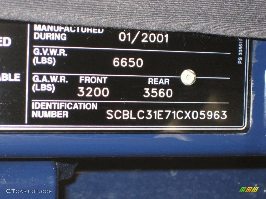 2001 Bentley Arnage Red Label Info Tag Photo #46704738