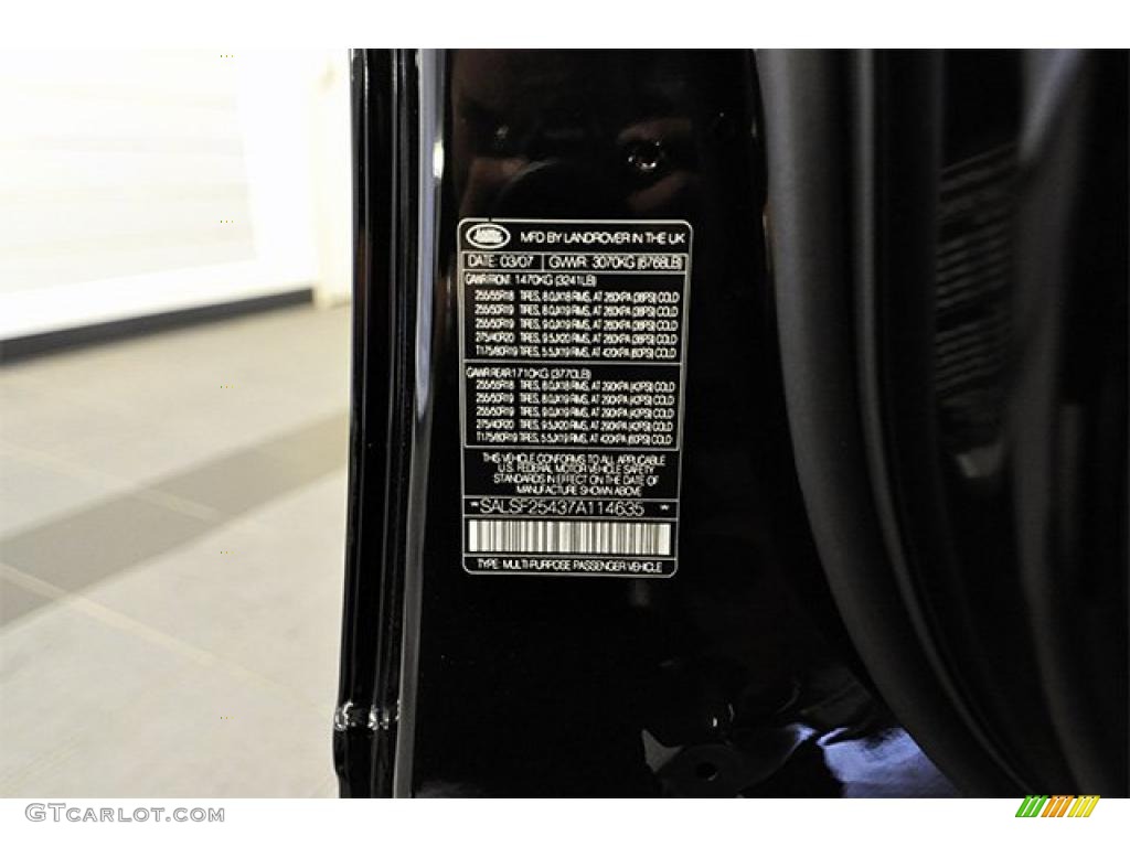2007 Land Rover Range Rover Sport HSE Info Tag Photos