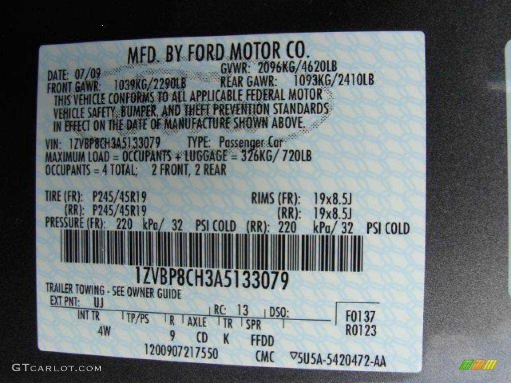 2010 Mustang Color Code UJ for Sterling Grey Metallic Photo #46706922