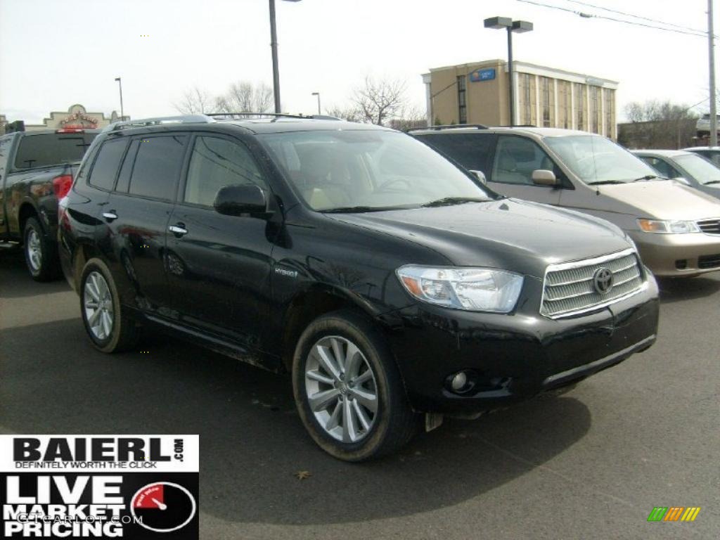 2008 Highlander Hybrid Limited 4WD - Black / Sand Beige photo #1