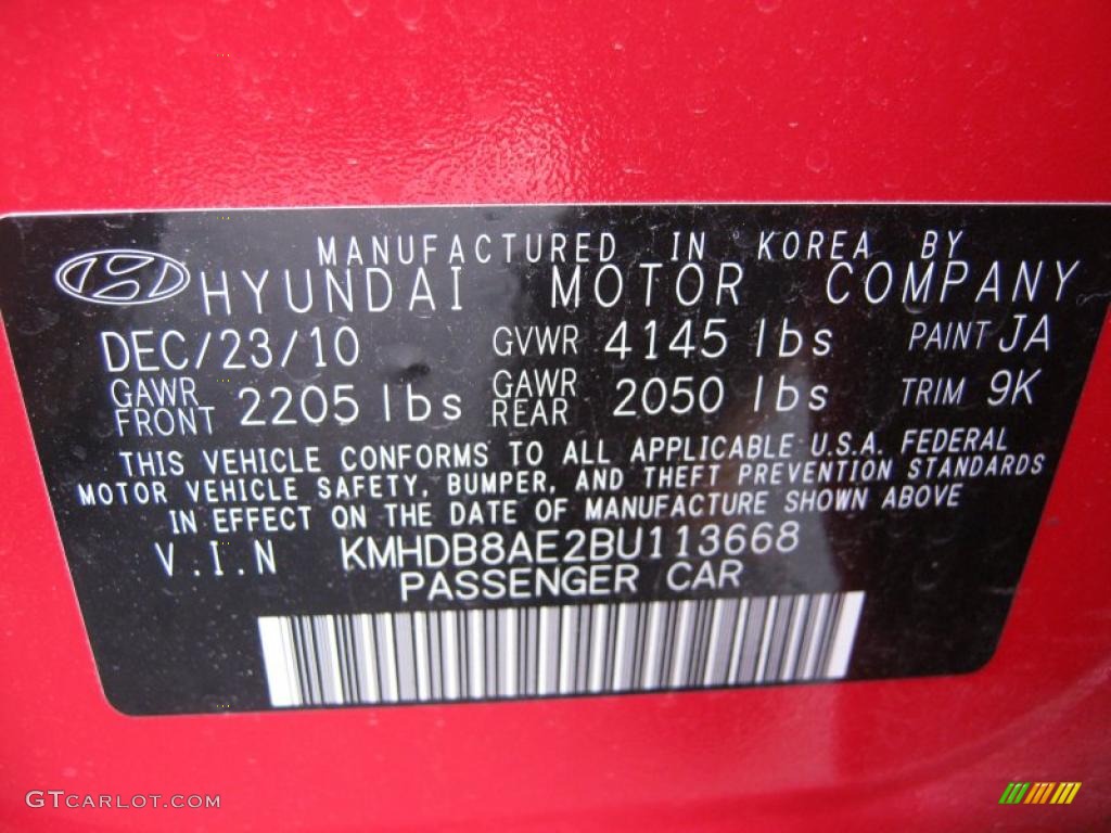 2011 Elantra Color Code JA for Chilipepper Red Photo #46711624