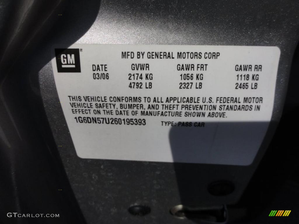 2006 Cadillac CTS -V Series Info Tag Photos