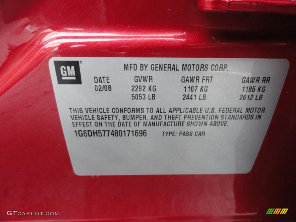 2008 Cadillac CTS Sedan Info Tag Photo #46715014