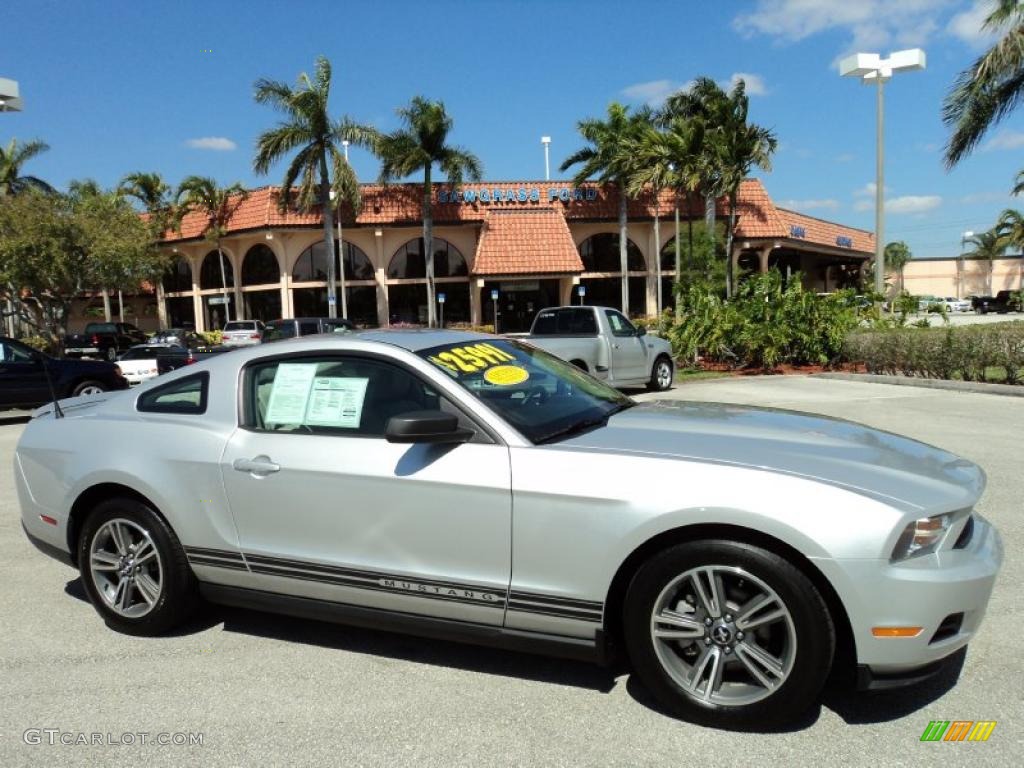 2010 Mustang V6 Premium Coupe - Brilliant Silver Metallic / Stone photo #1