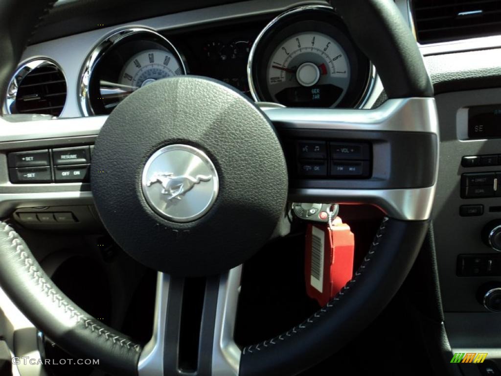2010 Mustang V6 Premium Coupe - Brilliant Silver Metallic / Stone photo #24