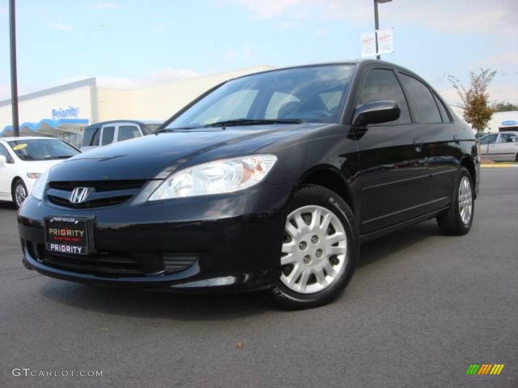 2005 Civic LX Sedan - Nighthawk Black Pearl / Gray photo #1