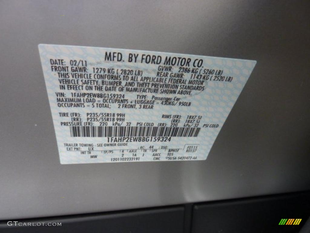 2011 Taurus Color Code UX for Ingot Silver Photo #46720083