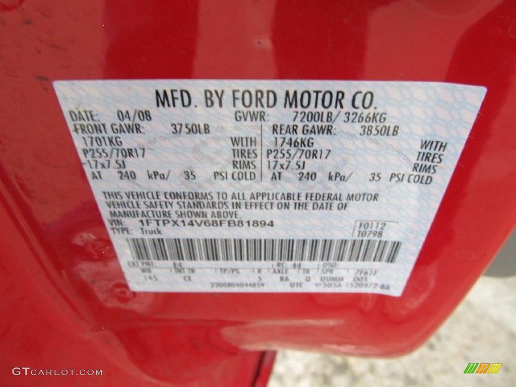 2008 F150 XL SuperCab 4x4 - Bright Red / Medium Flint Grey photo #24