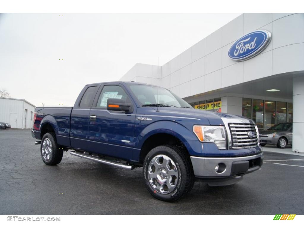 2011 F150 XLT SuperCab 4x4 - Dark Blue Pearl Metallic / Steel Gray photo #1