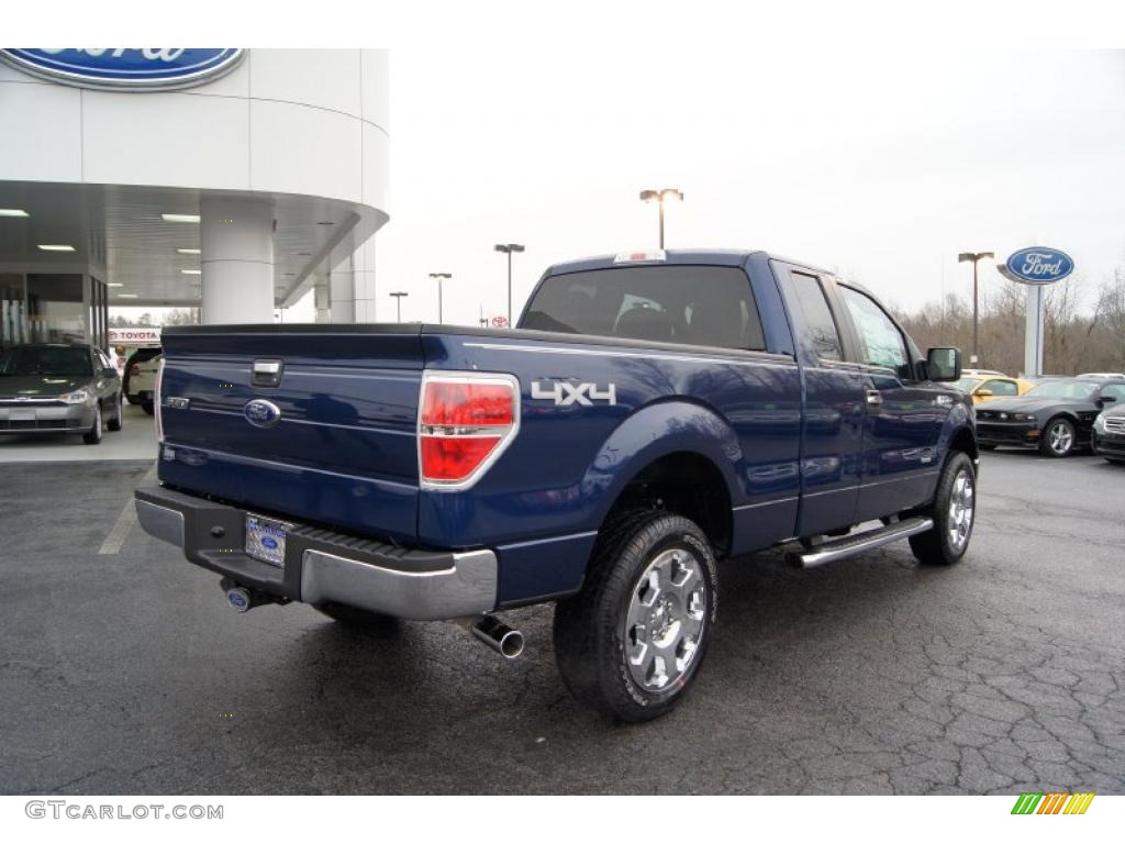 2011 F150 XLT SuperCab 4x4 - Dark Blue Pearl Metallic / Steel Gray photo #3