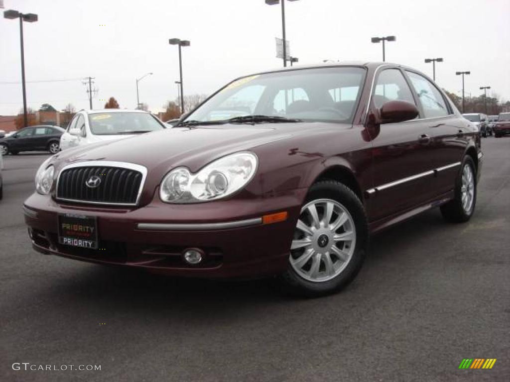 2005 Sonata GLS V6 - Ruby Red / Beige photo #1