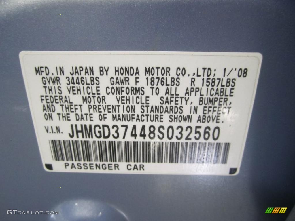 2008 Honda Fit Hatchback Info Tag Photo #46724967