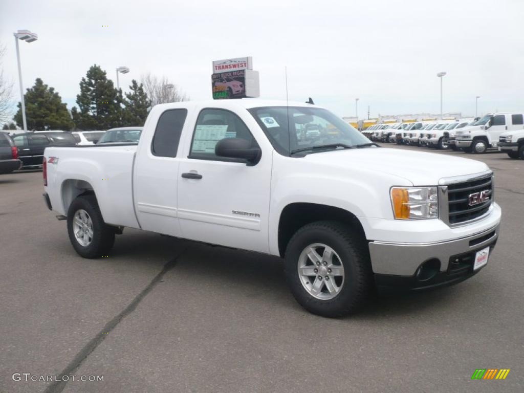 2011 Sierra 1500 SLE Extended Cab 4x4 - Summit White / Ebony photo #1