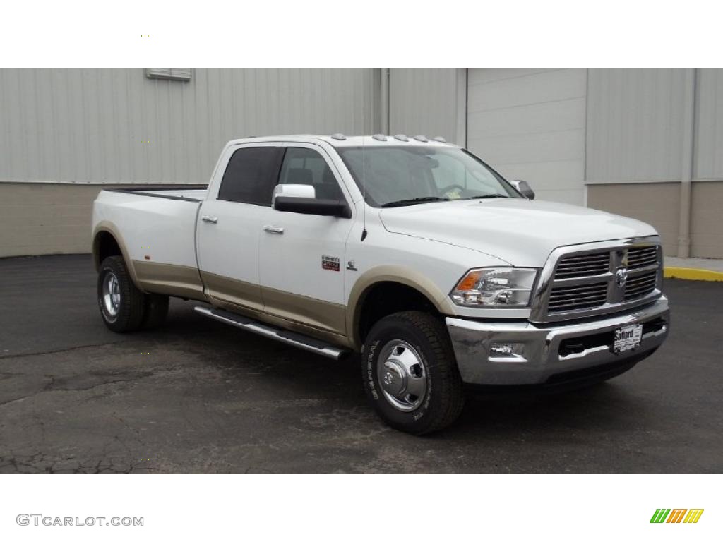 Bright White 2011 Dodge Ram 3500 HD Laramie Crew Cab 4x4 Dually Exterior Photo #46732839