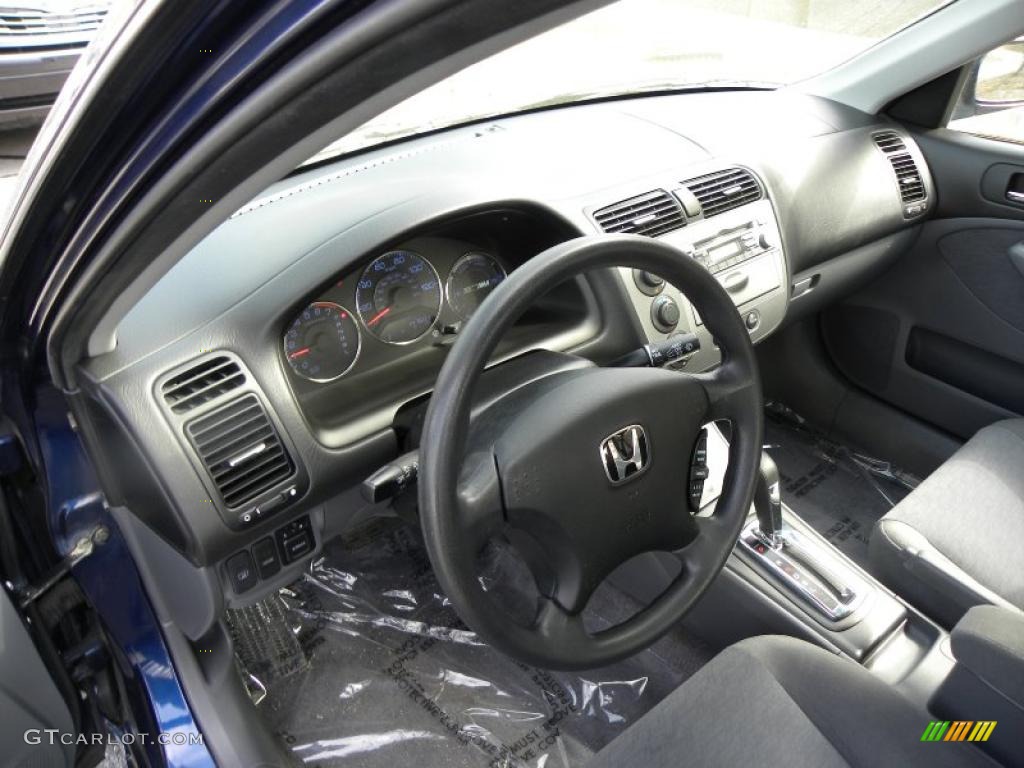 2005 Honda Civic Hybrid Sedan Black Steering Wheel Photo #46737706