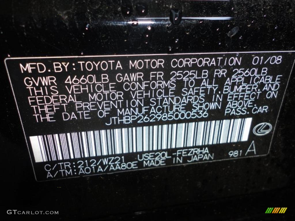 2008 IS Color Code 212 for Obsidian Black Photo #46738639