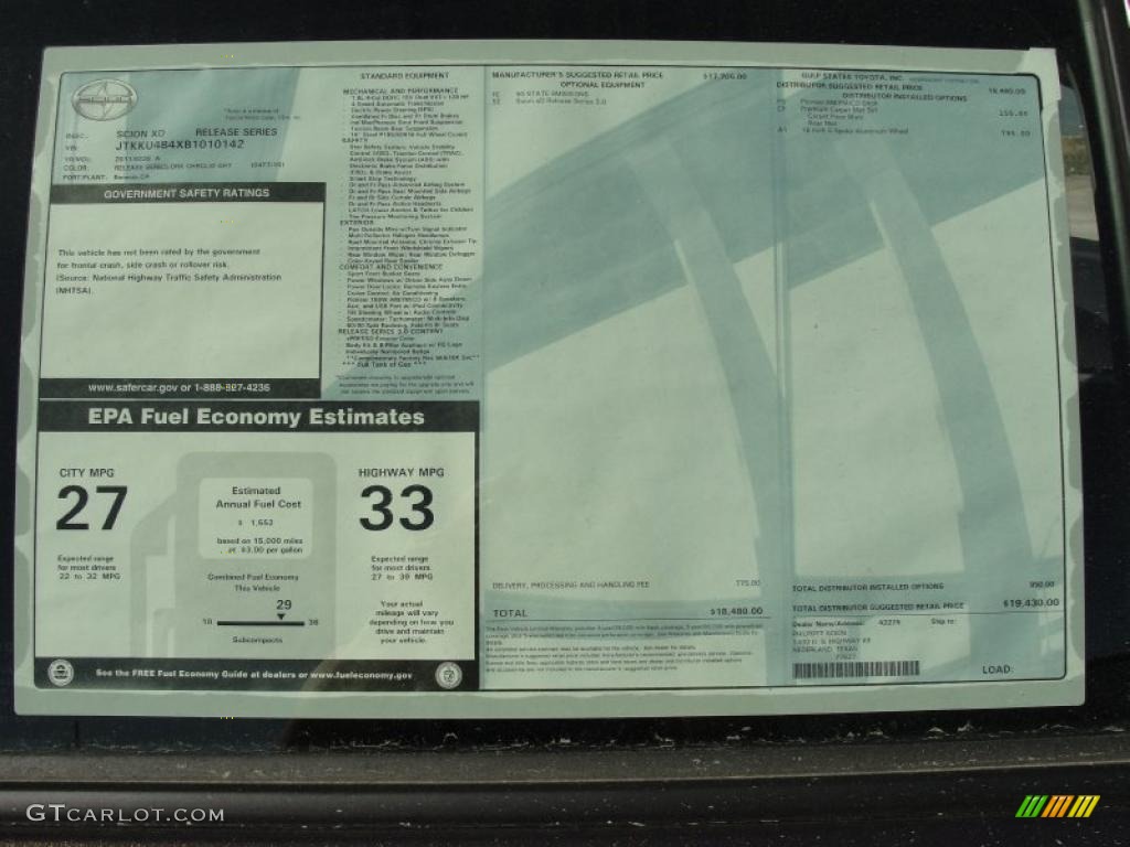 2011 Scion xD Release Series 3.0 Window Sticker Photos